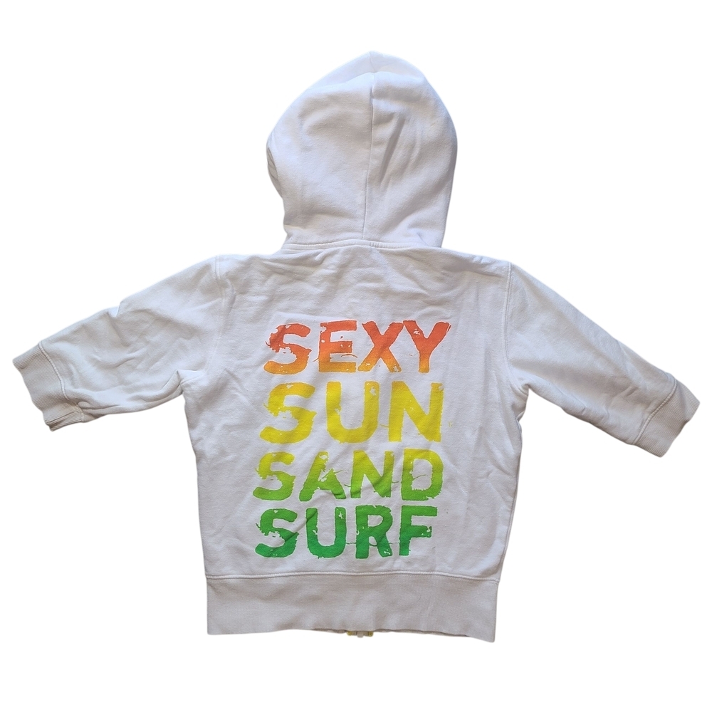 Y2K Plush & Lush Sexy Sun Sand Surf Cropped Zip Hoodie Small - Picture 2 of 7